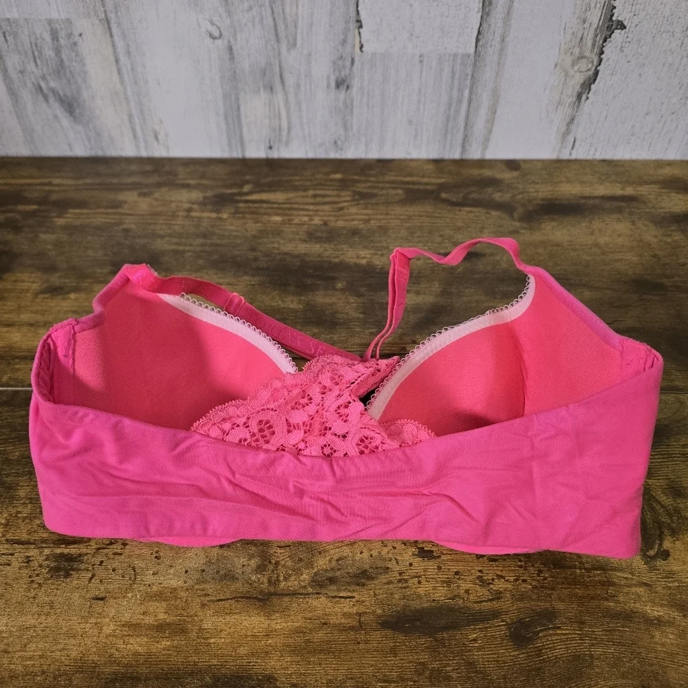 Victoria's Secret lined demi pink front clip Lace Bra women's size 34D
